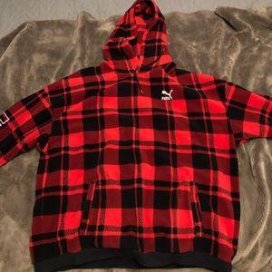Puma branded plaid sweatshirt